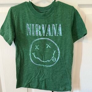 NIRVANA Green Short Sleeve Tee with Smiley Face